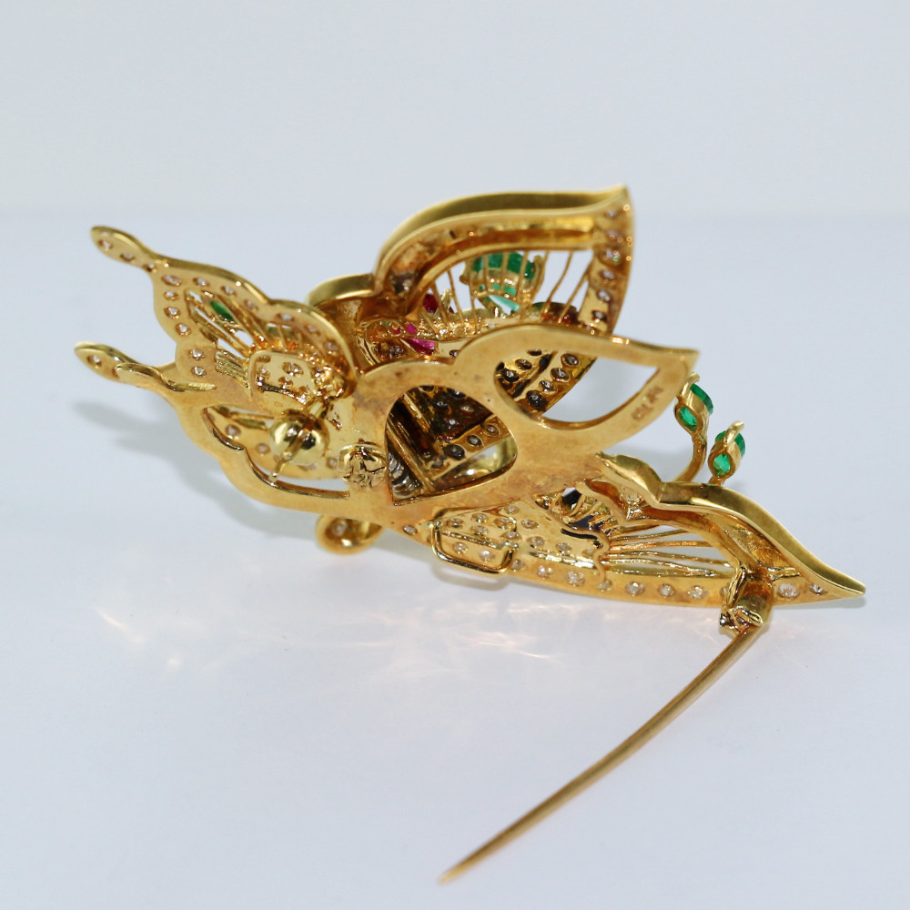 Broche "Papillon" pavée des 4 précieuses