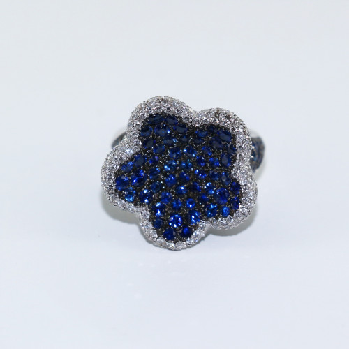 Bague "fleur" saphirs et diamants