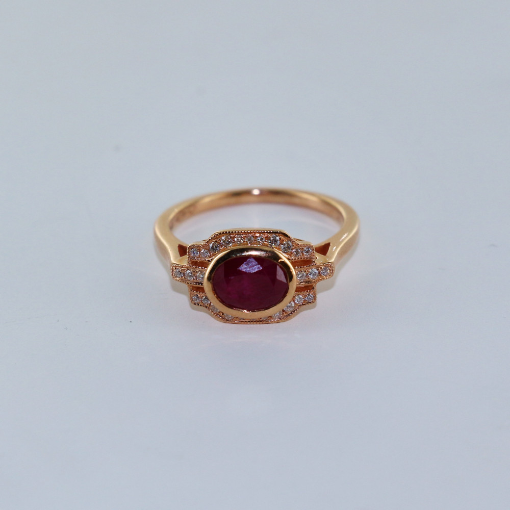 Bague fine diamants et rubis