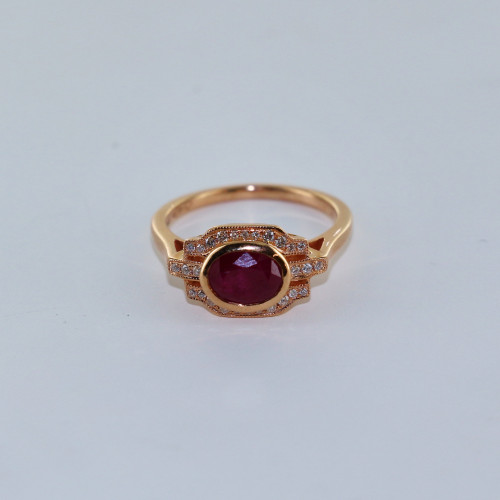 Bague fine diamants et rubis