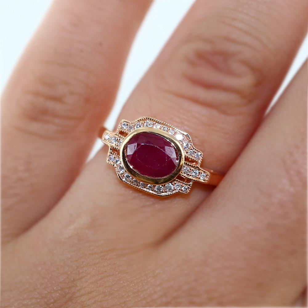 Bague fine diamants et rubis