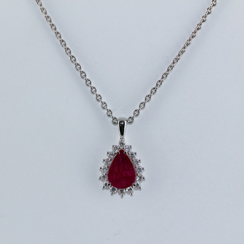Pendentif "poire" rubis et diamants
