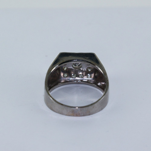 Chevalière or gris et diamants