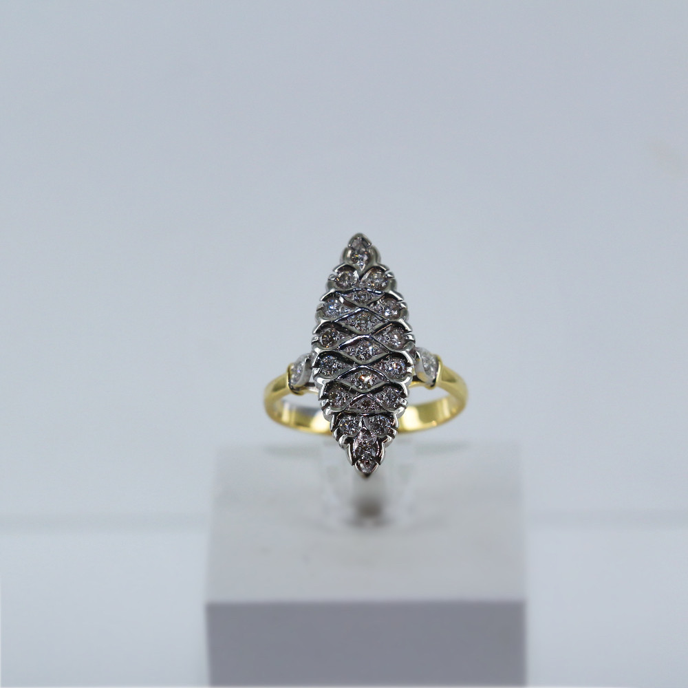 Bague marquise bicolore