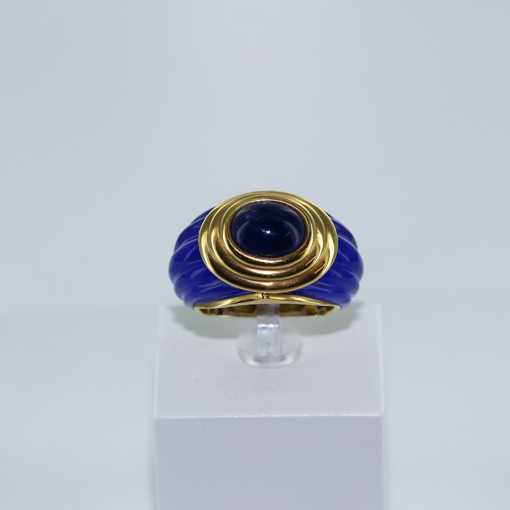 Bague résine pierre bleue