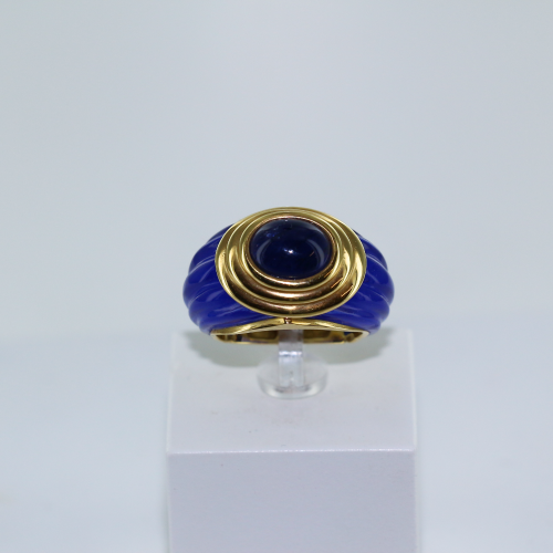 Bague résine pierre bleue