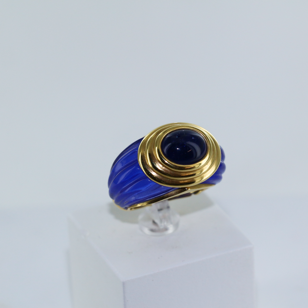 Bague résine pierre bleue