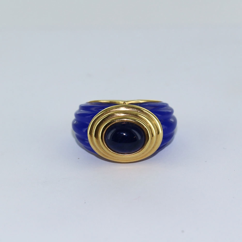 Bague résine pierre bleue