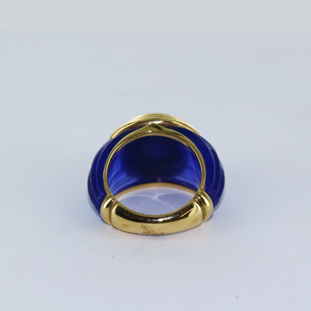 Bague résine pierre bleue