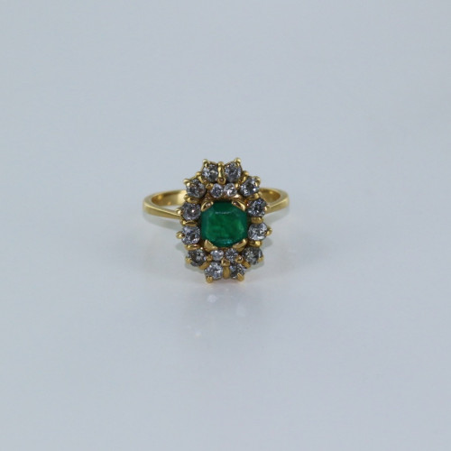 Bague marguerite émeraude et diamants