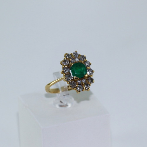 Bague marguerite émeraude et diamants