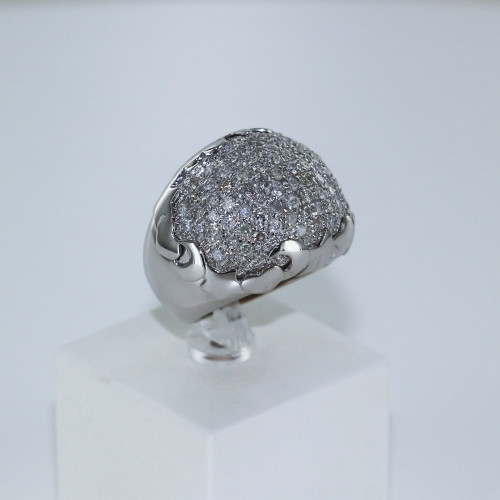 Bague Boule Or Jaune 18K Avec Diamant Central - Années 50, Taille 53, Occasion, Style Vintage