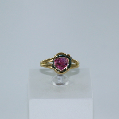 Bague tourmaline pastèque brute