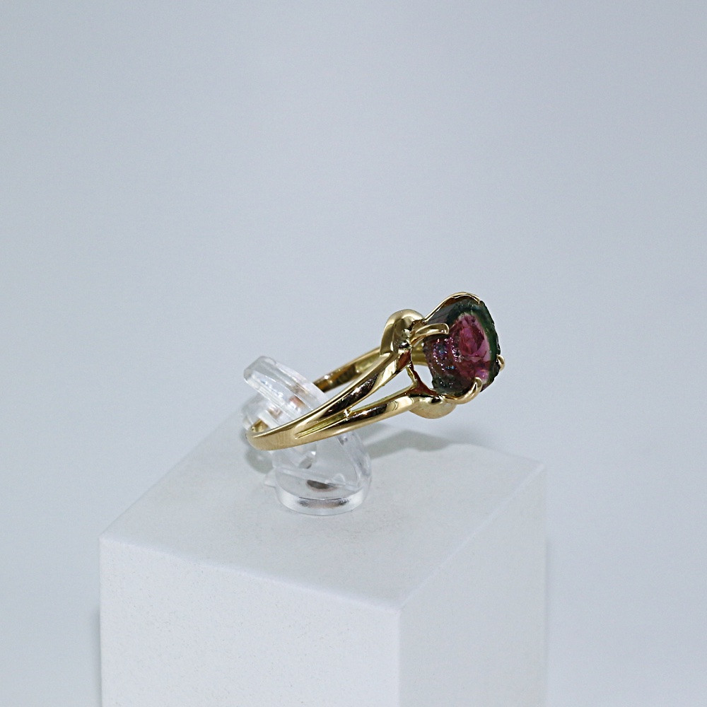 Bague tourmaline pastèque brute