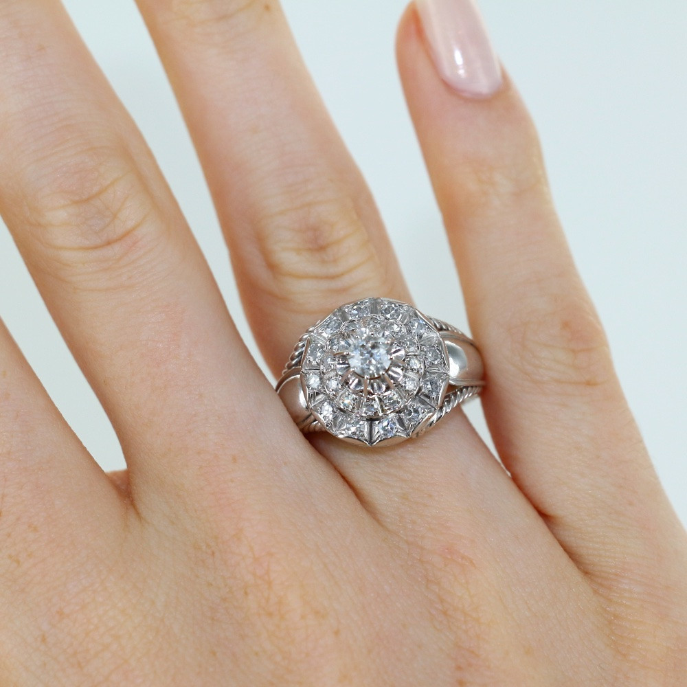 Bague diamants vintage platine
